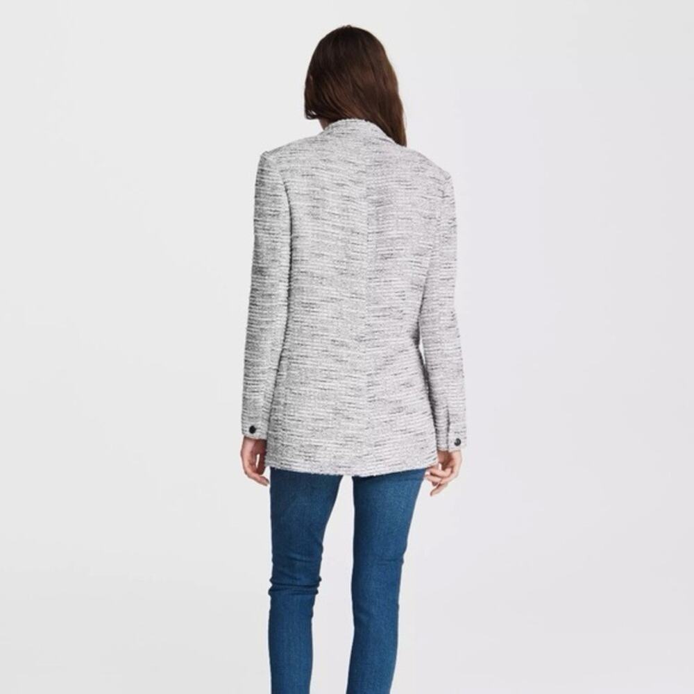 Rag & Bone Tweed Deconstructed Textured Blazer Jacket Black & White Wool Sz 0 - Picture 2 of 16
